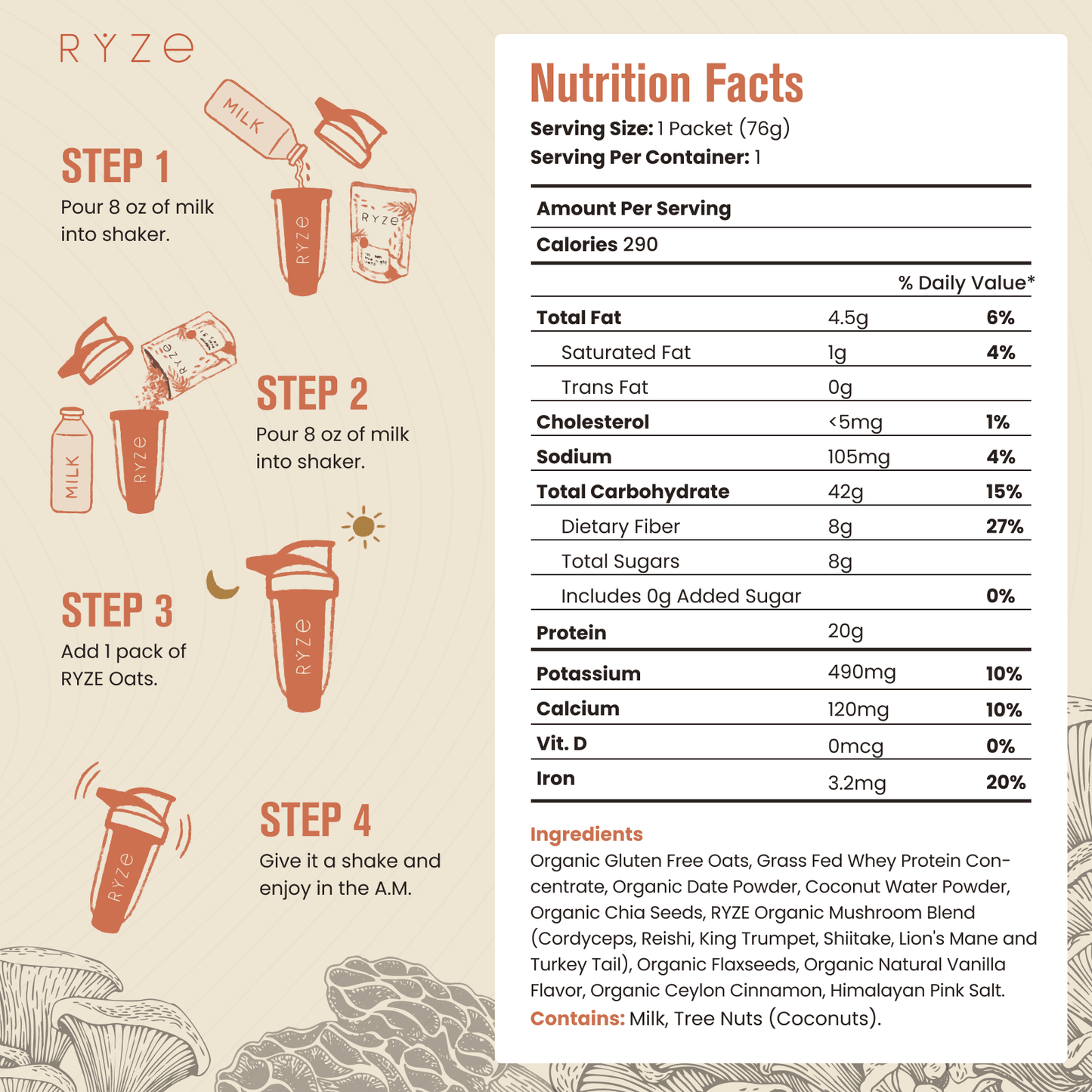 Mushroom Overnight Oats Pack (14 Servings) - 09Z9