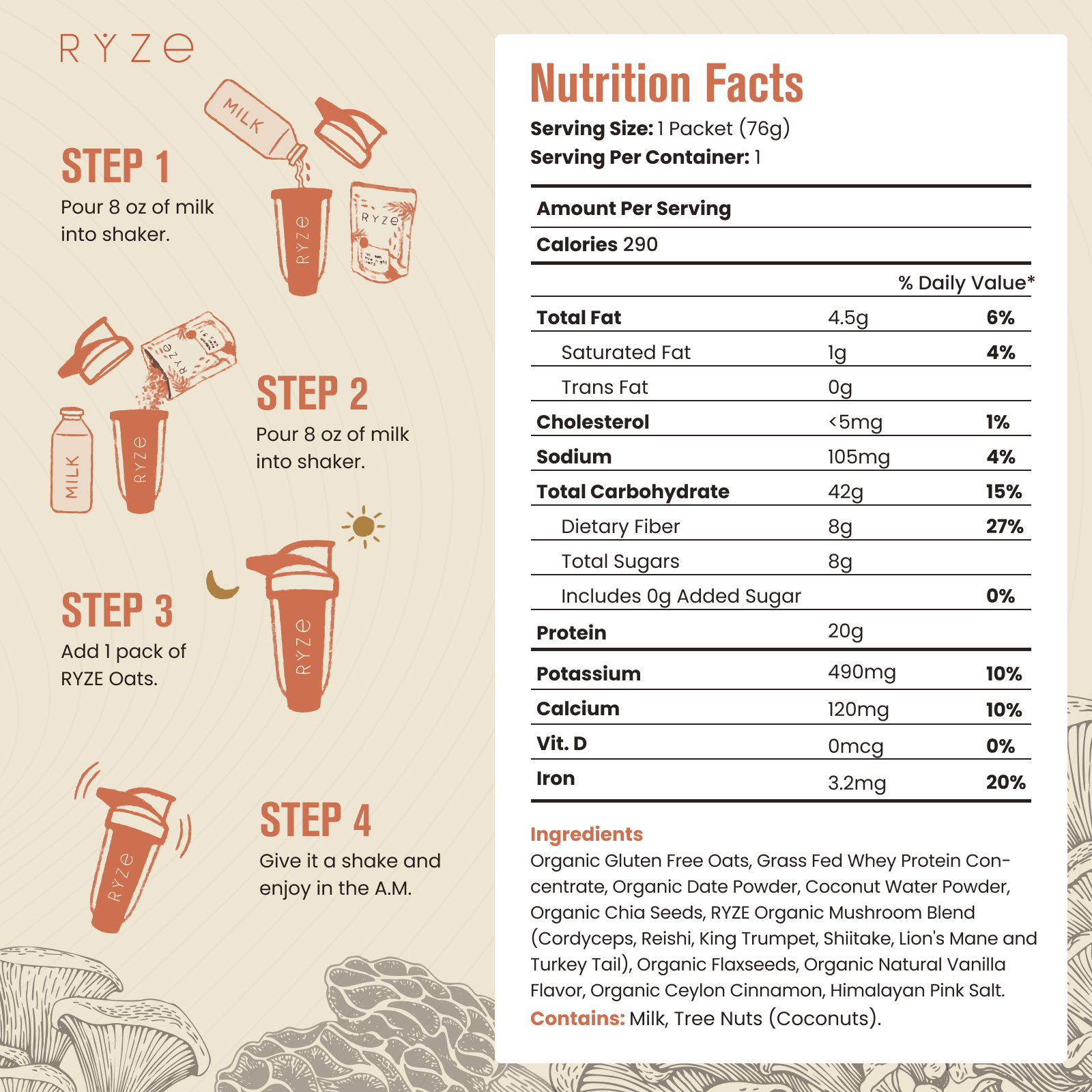 Mushroom Overnight Oats Pack (14 Servings) - 09Z9