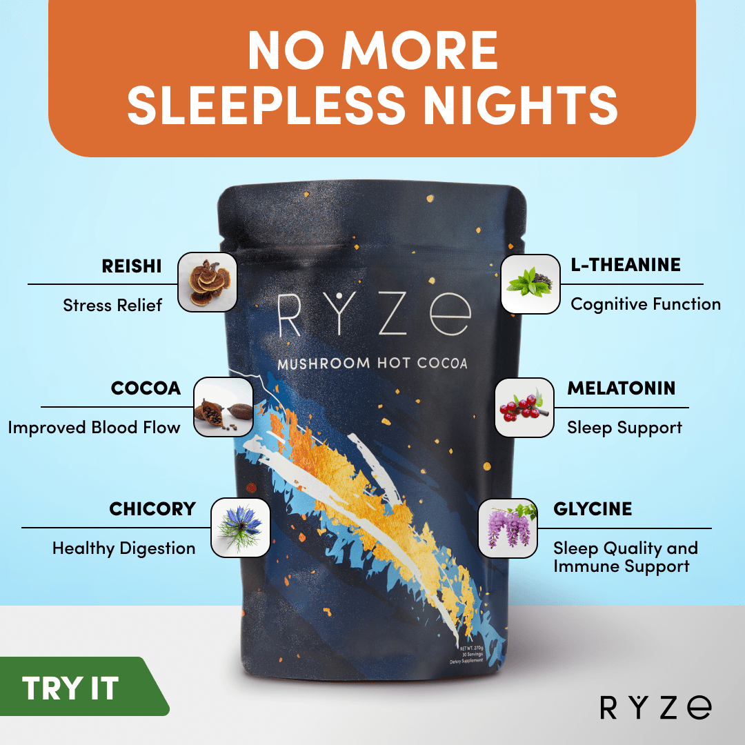 RYZE Hot Cocoa - with 6 Sleep Superfoods to Help Fall Asleep and Stay Asleep - Y55T