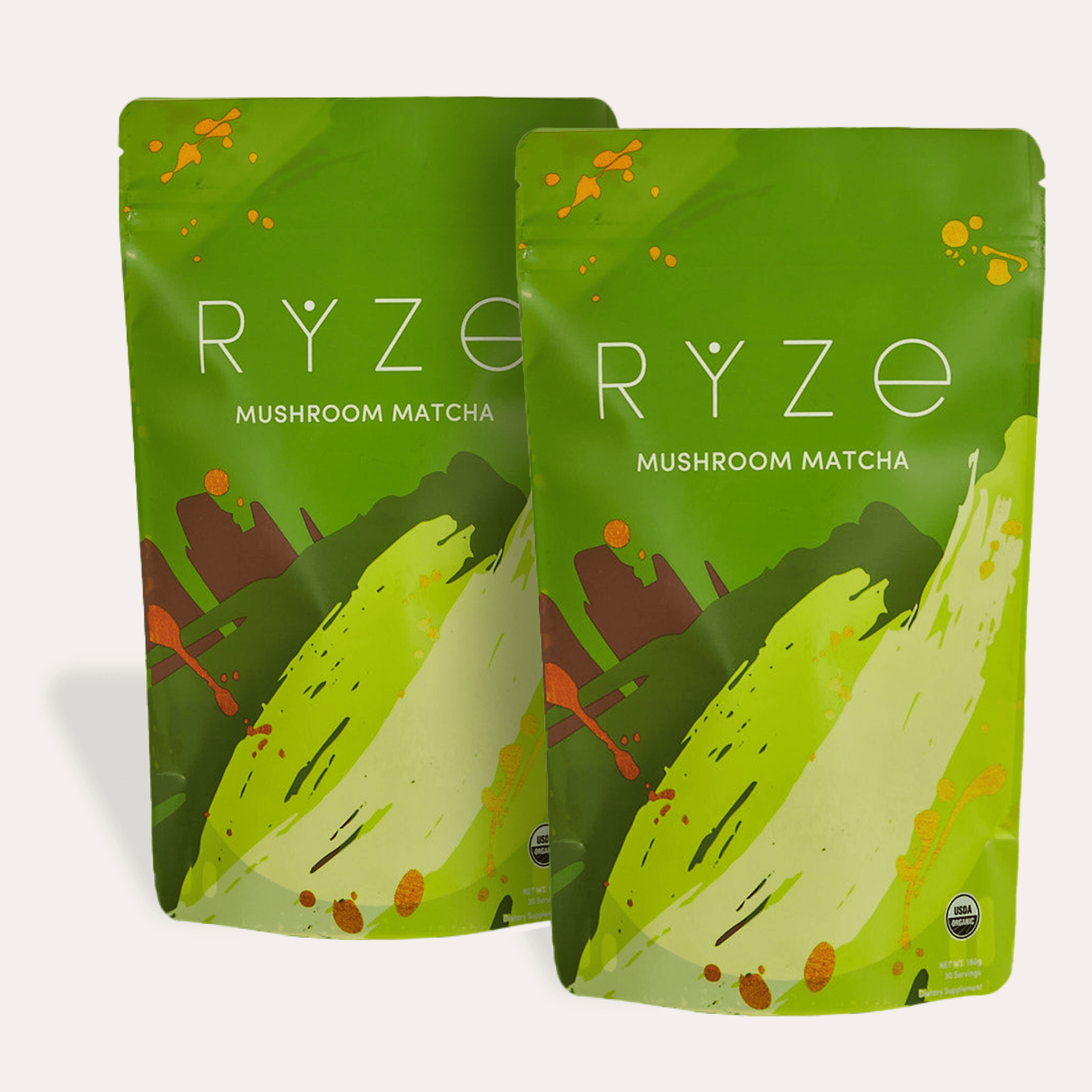 RYZE Mushroom Matcha - with 6 Organic Adaptogenic Mushrooms Grown In USA and Ceremonial-Grade Japanese Matcha - YGQ9